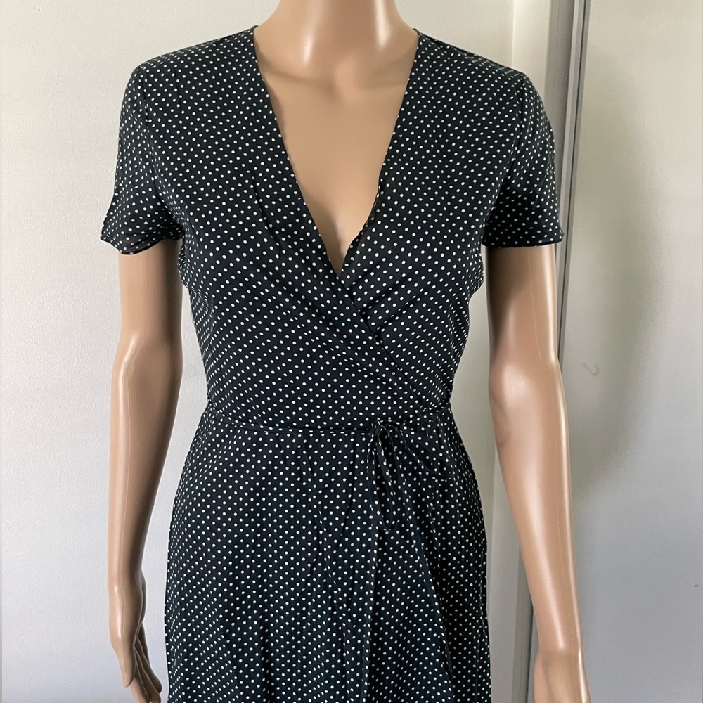 Jenni Kayne Classic Cotton Midi Wrap Dress Size XS $295 Deep Blue Polka Dot - Picture 3 of 6